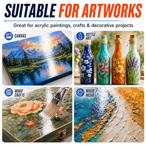 Clear Acrylic Paint Sealer, High Gloss Varnish for Acrylic Painting & Art Craft, Non-Yellow Clear Coat for Clay, Wood, Glass, Metal, Plastic, Protect Boost Gloss Finish on Canvas, Rock Painting, Model - color: Gloss