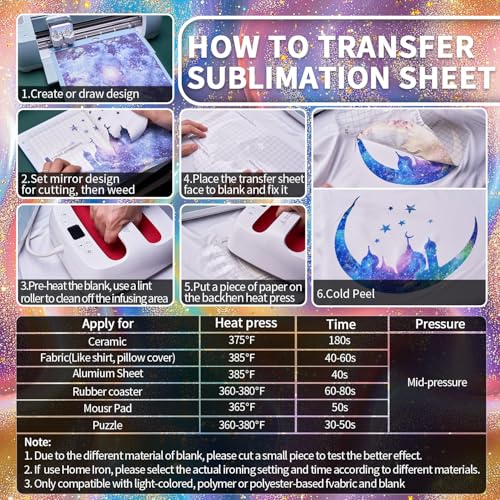 Holographic Sparkle Sublimation Transfer Ink Sheets Bundle for Cricut Mug Press,Infused Ink Paper for Sublimation,10Pcs 12x12Inch Pre-Inked Sublimation Transfer Paper for Blank - color: Holographic