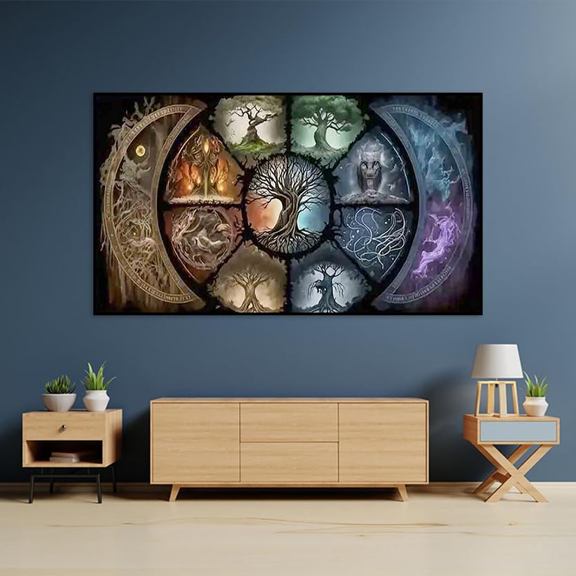 BOHADIY DIY 5D Diamond Painting Kits for Adults Diamond Art Large Size Tree of Life Abstract Tree Landscape Full Drill Crystal Rhinestone Embroidery Craft Kits for Home Wall Decor, 27.5X15.7 Inch