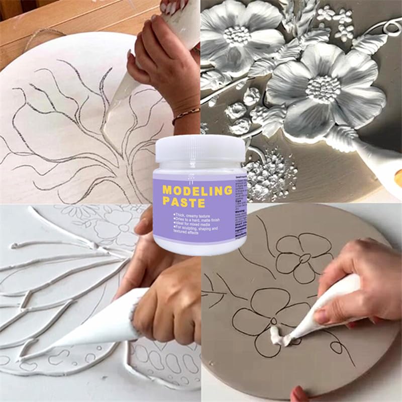 Thick Modeling Paste White & Black 600ml /22 oz, with 5pcs Piping Bags & Squeegee Teeth, High Density Acrylic Medium Molding Texture Paste for Acrylic Painting, Canvas Paint, DIY 3D Art Projects - color: Black & White Modeling Paste + 5pcs Bags+ 3pcs Tool