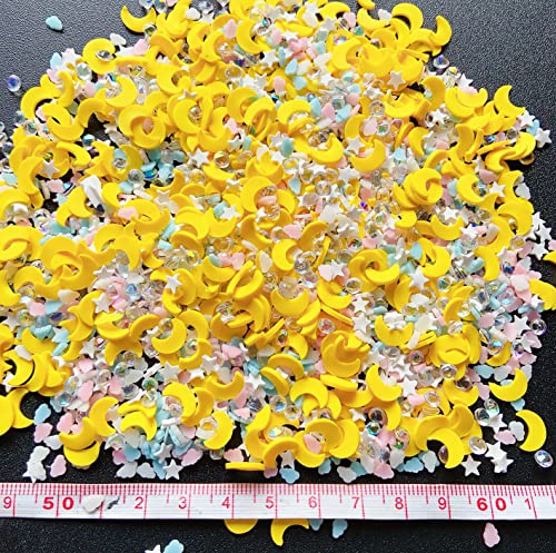 EHOPE Fake Sprinkles Resin Sprinkles Fake Candy Sprinkles Clay Sprinkles Polymer Sprinkles Polymer Clay Slices for Nail Art DIY Crafts Cake Phone Case(40G-Moon+Zuan-22) - color: 22-Moon+ Zuan