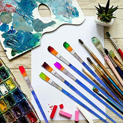 50 Pcs Flat Paint Brushes for Touch Up, Anezus Small Paint Brushes for Classroom Craft Brushes for Acrylic Watercolor Face Painting - style: flat