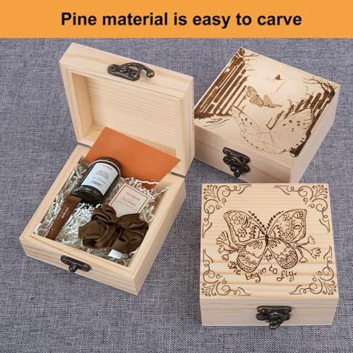 GNIEMCKIN 10 Pack Wooden Box, Unfinished Unpainted Wood Boxes for Crafts, DIY Projects, and Jewelry Storage (4.7x4.7x3.15 inch) - size: 10 Pack (4.7x4.7x3.15 inch)