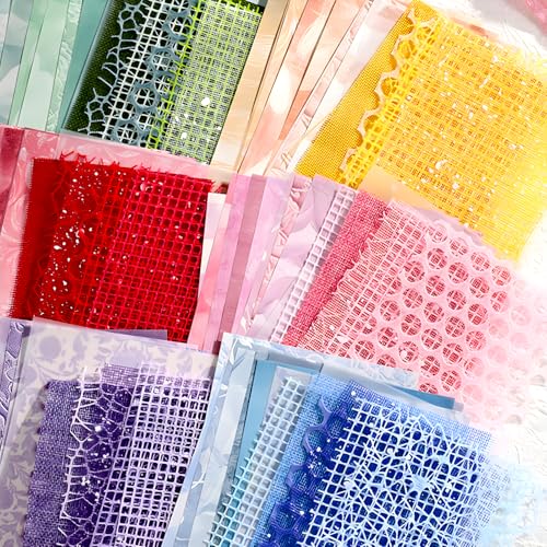 BADAO 90 Sheets Sticker Scrapbook Paper Supplies for DIY Mix Mesh Fabric Scrapbooking Kits 6 Pack 5.11x7.08Inch Textured Aesthetic Paper Scrap Book Material for DIY Decorative Mixed Set
