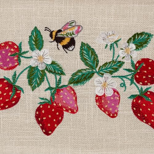 Hobby Gift Medium Sewing Box Organiser, Fabric Covered Storage Box with Handle, Internal Tray, Pin Cushion and Pocket for Sewing, Quilting and Knitting Supplies - color: Strawberries