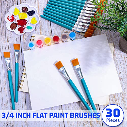 Zonon 30 Pieces Paint Brushes Bulk Small Flat Top Acrylic Oil Paint Brush for Artists Mini Touch up Crafts Detail Painting(3/4 Inch,Blue) - color: Blue, size: 3/4 Inch