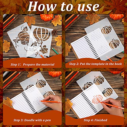 Clabby 5 Sheets Fall Thanksgiving Stencils for Painting on Wood Large Pumpkin Reusable Stencils Fall Art Painting Template for Windows Wall DIY Crafts Decorations(7.9 x 5.5 Inch) - size: 7.9 x 5.5 Inch
