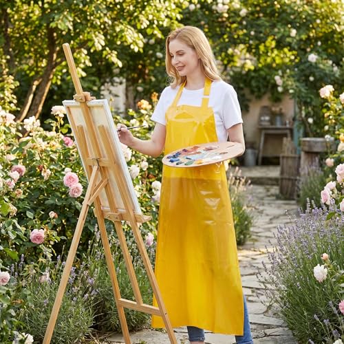 Nanxson TPU Waterproof Apron Lightweight Work Apron with Adjustable Buckle | Liquid Resistant,Neck buckle design,Easy to clean,Unisex,Butcher Apron for Dishwashing Grooming,Halloween - color: Yellow