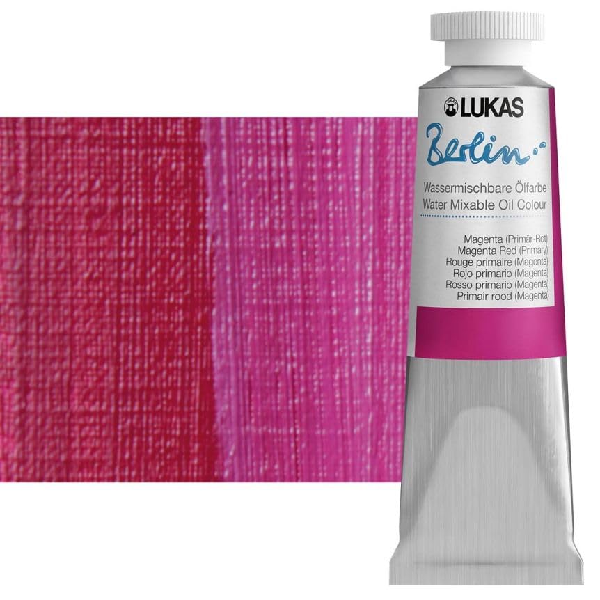 Lukas Berlin Pro Artists Water Mixable Oil Paint 37 ml Tube Magenta Red (Primary), Water Soluble, Lightfast Pigments, Quick Drying, Easy Clean-Up, Eco-Friendly, Professional Quality, 40 Color Range - color: Magenta Red (Primary), size: 1.25 Fl Oz (Pack of