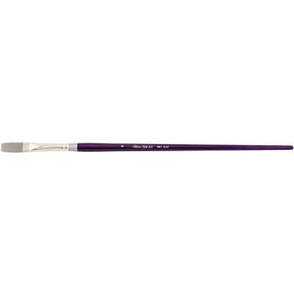 Silver Brush Limited 8801-6 Silver Silk 88 Flat Paintbrush for Acrylic, Watercolor, Gouache, Inks, & Dyes, Size 6, Long Handle - size: Size - 6