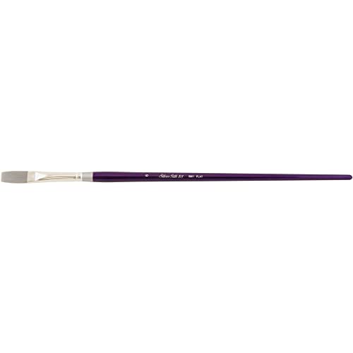 Silver Brush Limited 8801-6 Silver Silk 88 Flat Paintbrush for Acrylic, Watercolor, Gouache, Inks, & Dyes, Size 6, Long Handle - size: Size - 6