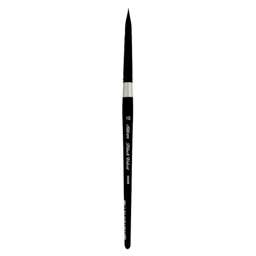 Silver Brush Limited 3000S-10 Black Velvet Round Paintbrush for Watercolor, Gouache, Inks, & Dyes, Size 10, Short Handle - size: 10