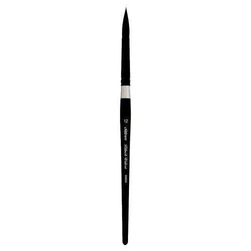 Silver Brush Limited 3000S-12 Black Velvet Round Paintbrush for Watercolor, Gouache, Inks, & Dyes, Size 12, Short Handle - size: 12