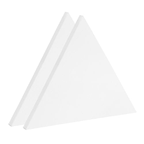 PATIKIL 2 Pcs Triangle Shaped Canvas Board, 8''x8'' Blank Painting Board Panels Pure Cotton Stretched Canvas for Painting Acrylic Oil Creative Art Projects, White - size: 8''x8''