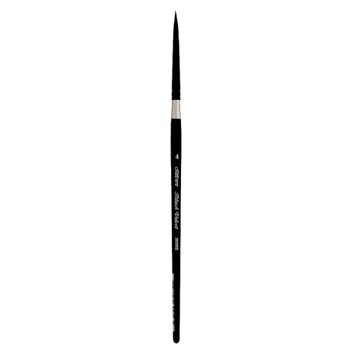 Silver Brush Limited 3000S-4 Black Velvet Round Paintbrush for Watercolor, Gouache, Inks, & Dyes, Size 4, Short Handle - size: 4