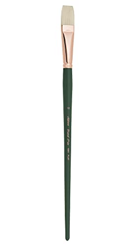 Silver Brush 1001-10 Grand Prix Premier Long Handle Hog Bristle Brush, Flat, Size 10 - size: Size 10