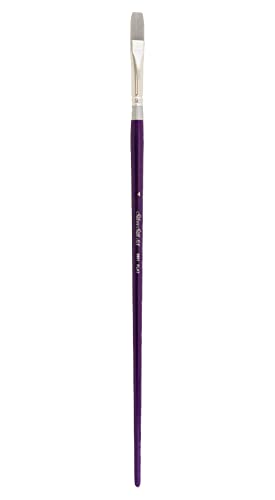Silver Brush Limited 8801-4 Silver Silk 88 Flat Paintbrush for Acrylic, Watercolor, Gouache, Inks, & Dyes, Size 4, Long Handle - size: Size - 4