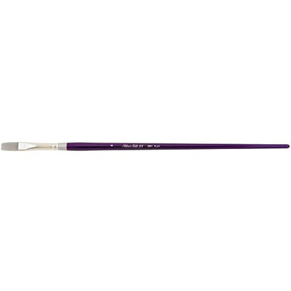 Silver Brush Limited 8801-4 Silver Silk 88 Flat Paintbrush for Acrylic, Watercolor, Gouache, Inks, & Dyes, Size 4, Long Handle - size: Size - 4