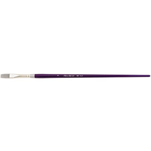 Silver Brush Limited 8801-4 Silver Silk 88 Flat Paintbrush for Acrylic, Watercolor, Gouache, Inks, & Dyes, Size 4, Long Handle - size: Size - 4