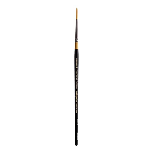 KINGART Premium Original Gold 9350-4 Liner Series Artist Brush, Golden Taklon Synthetic Hair, Short Handle, for Acrylic, Watercolor, Oil and Gouache Painting, Size 4 - size: 4