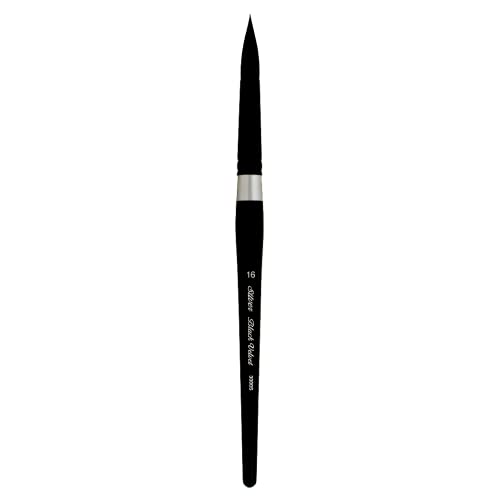 Silver Brush Limited 3000S-16 Black Velvet Round Paintbrush for Watercolor, Gouache, Inks, & Dyes, Size 16, Short Handle - size: 16