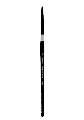 Silver Brush Limited 3000S-6 Black Velvet Round Paintbrush for Watercolor, Gouache, Inks, & Dyes, Size 6, Short Handle - size: 6