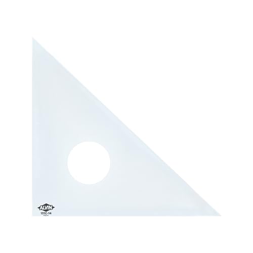 ALVIN 45/90 Clear Professional Acrylic Drafting Triangle Model 131C-14, Multipurpose Tool for Drafting, Design, and Architecture, Great for Machining and Woodworking, 14" inch 45 Degree/90 Degree - size: 14", style: 45/90 Degree