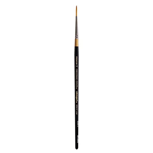 KINGART Premium Original Gold 9350-2 Liner Series Artist Brush, Golden Taklon Synthetic Hair, Short Handle, for Acrylic, Watercolor, Oil and Gouache Painting, Size 2 - size: 2