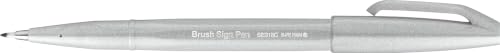 Pentel Brush Sign Pen SES15C-12, Fibre-Tip Pen, Brush-Like Tip 10 Light grey - color: Light grey, size: 1 Count (Pack of 10)