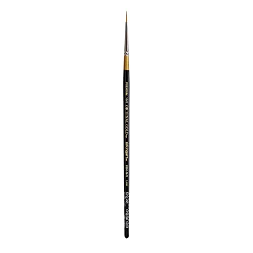 KINGART Premium Original Gold 9350-18/0 Liner Series Artist Brush, Golden Taklon Synthetic Hair, Short Handle, for Acrylic, Watercolor, Oil and Gouache Painting, Size 18/0 - size: 18/0