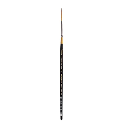 KINGART Premium Original Gold 9050-1 Script Liner Series Artist Brush, Golden Taklon Synthetic Hair, Short Handle, for Acrylic, Watercolor, Oil and Gouache Painting, Size 1