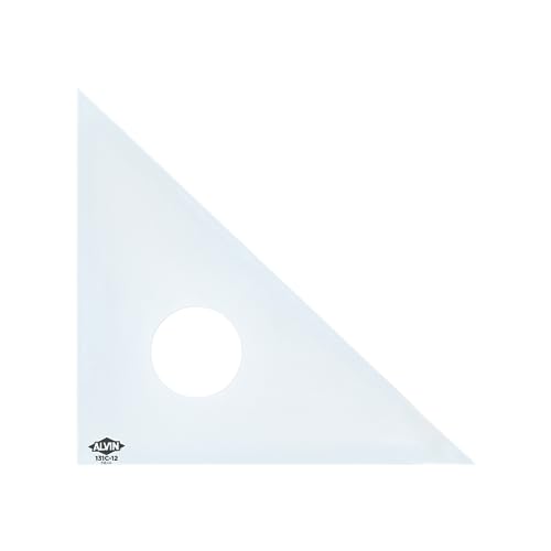 ALVIN 12 inches Clear Professional Acrylic Triangle Ruler 45/90 Degrees Model 131C-12 Multipurpose Tool for Drafting, Design, and Architecture, Great for Machining and Woodworking - size: 12", style: 45/90 Degree