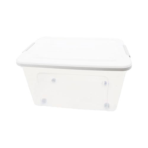 Plastic Bin with Lid, 1PCS Transparent Storage Box Office Container with Lids Platic Hangers Office Storage Bins Clothes Hangers Wardrobe Sundries Organizer - size: 63*45*35cm/24.8*17.71*13.77"