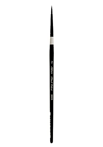 Silver Brush Limited 3000S-2 Black Velvet Round Paintbrush for Watercolor, Gouache, Inks, & Dyes, Size 2, Short Handle - size: 2