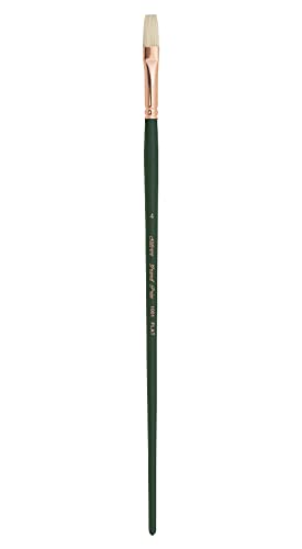 Silver Brush 1001-4 Grand Prix Premier Long Handle Hog Bristle Brush, Flat, Size 4 - size: Size 4