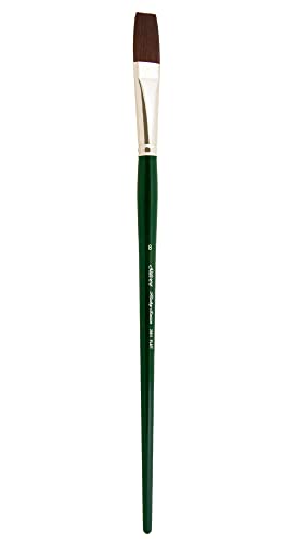 Silver Brush 2501-8 Ruby Satin Long Handle Synthetic Brush, Flat, Size 8 - size: Size 8