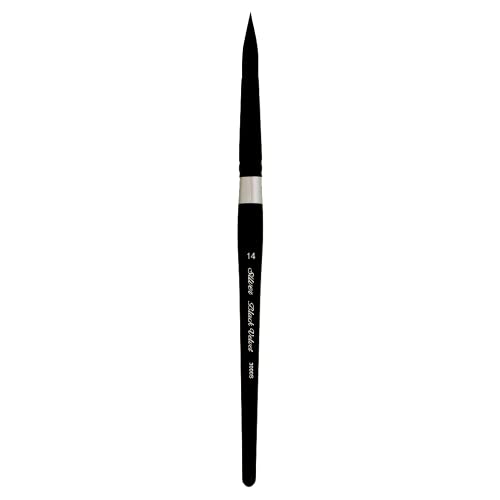 Silver Brush Limited 3000S-14 Black Velvet Round Paintbrush for Watercolor, Gouache, Inks, & Dyes, Size 14, Short Handle - size: 14