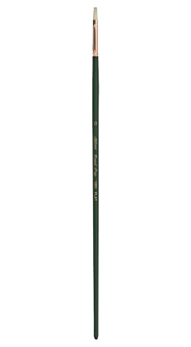 Silver Brush 1001-0 Grand Prix Premier Long Handle Hog Bristle Brush, Flat, Size 0 - size: Size 0