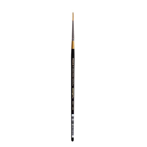 KINGART Premium Original Gold 9350-1 Liner Series Artist Brush, Golden Taklon Synthetic Hair, Short Handle, for Acrylic, Watercolor, Oil and Gouache Painting, Size 1 - size: 1
