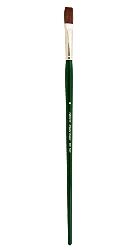 Silver Brush 2501-6 Ruby Satin Long Handle Synthetic Brush, Flat, Size 6 - size: Size 6
