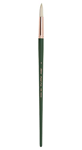 Silver Brush 1000-8 Grand Prix Premier Long Handle Hog Bristle Brush, Round, Size 8 - size: Size 8