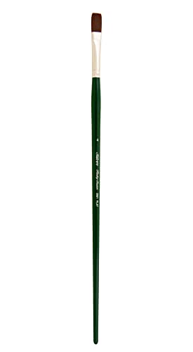 Silver Brush 2501-4 Ruby Satin Long Handle Synthetic Brush, Flat, Size 4 - size: Size - 4
