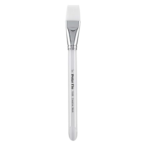 Creative Mark Polar Flo Professional Watercolor Brushes - Aquarelle 1" - Short Handle, Nickel-Plated Seamless Brass Ferrule - Art Paint Brushes for Acrylic Painting, Watercolor, Gouache, and More - size: 1"