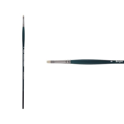 Creative Mark Imperial Professional Chungking Hog Bristle Brush - Bright # 0, Handmade Long Handle Oil Paint Brushes for Artists, Nickel-Plated Brass Ferrules, Stiff Yet Soft Natural Bristles - size: #0