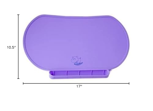 Silicone Children's Place Mat - Baby Mumbo | Food-Grade Quality with Unique Raised Edges for Spill Prevention | Lightweight, Portable, and Spill-Proof Tray (Precious Purple) - color: Precious Purple