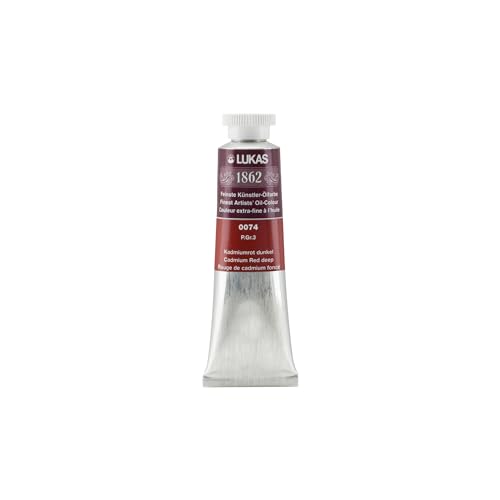 Lukas 1862 Professional German Oil Paint, Cadmium Red Deep 37 mL - w/Beeswax & Non-Yellowing Sunflower Oil, Short Drying Time, Smooth, Outstanding Lightfastness - color: Cadmium Red Deep, size: 1.25 Fl Oz (Pack of 1)