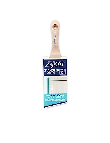 Zibra Precision Detail Paint Brush, Pro Grade, Angled for Cutting in, Trim and Furniture, 2-inch - size: 2 in, style: Precision Detail Brush