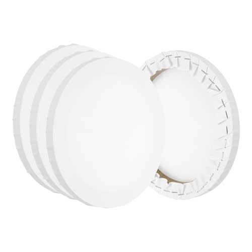 PATIKIL Stretched Canvas, 6 Pcs 10" x 10" Round Canvas for Painting Blank Primed Canvas Cotton Canvas Panels for Acrylics Oil Watercolor Paints, White - color: White, size: 10" x 10"