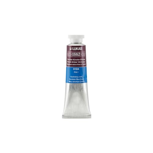 Lukas 1862 Professional German Oil Paint, Cerulean Blue Hue 37 mL - w/Beeswax & Non-Yellowing Sunflower Oil, Short Drying Time, Smooth, Outstanding Lightfastness - color: Cerulean Blue Hue, size: 1.25 Fl Oz (Pack of 1)
