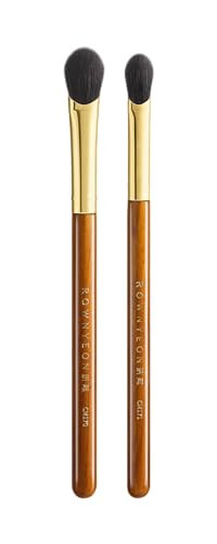 Desert Oak Series Thumb Eyeshadow Brush DUO Set - Large & Small, Curved Finger Contour for Lid & Crease, Premium Goat Hair & Bubinga Handle, Perfect Pair for Blending, Shimmer & Detail (CM 170 & 171) - color: CM-0170+CM-0171, size: 2 Piece